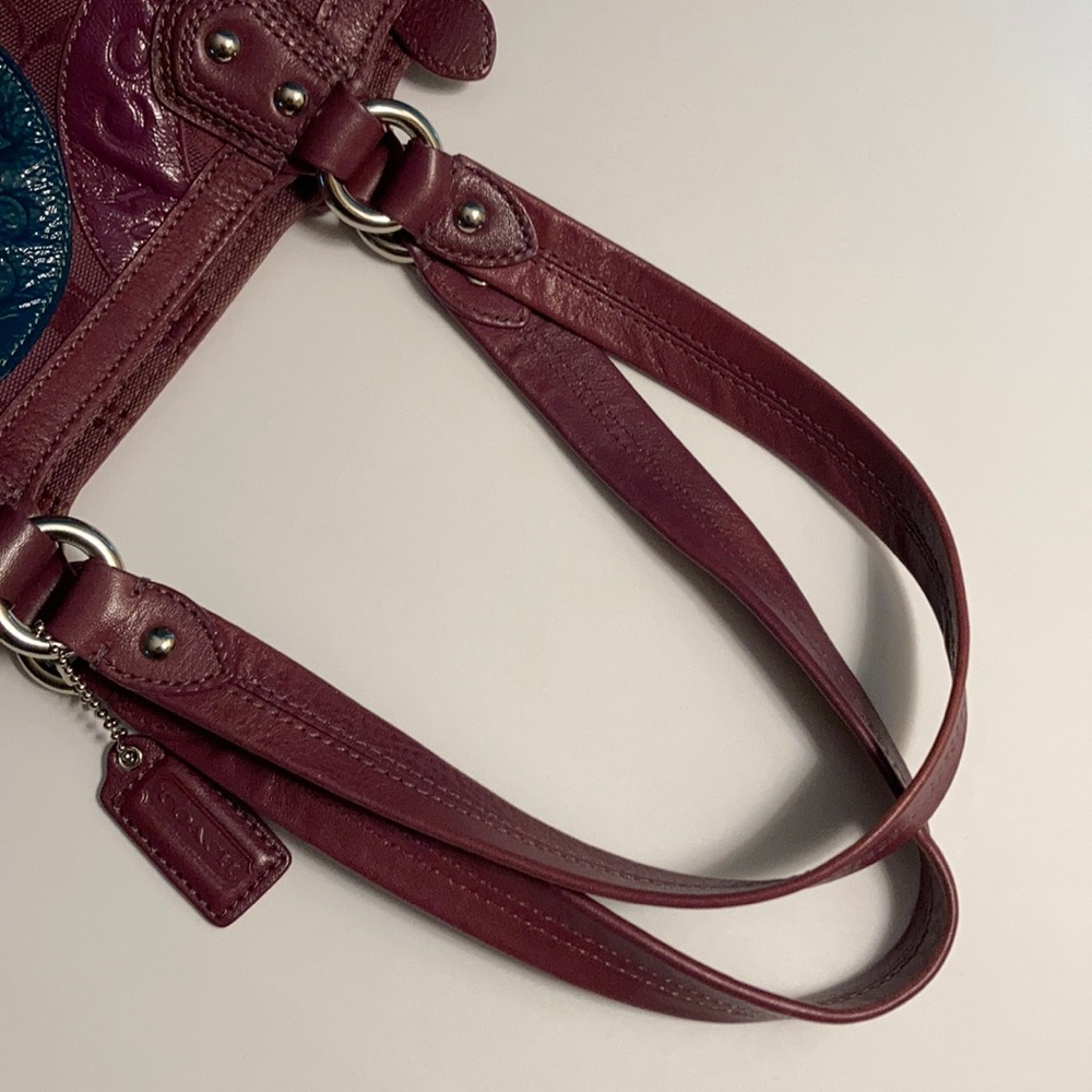Coach purple/burgundy leather and fabric bag - Picture 7 of 16
